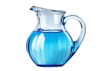 A refreshing crystal pitcher filled with cool blue water and icy depths evoking a sense of on transparent background
