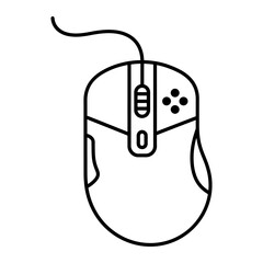 Outline Gaming Mouse Icon in Minimal Line Art Style