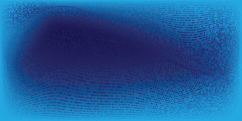 Modern abstract background featuring a digital wave made of glowing dots over a dark blue theme ideal for web and design use