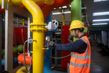 A maintenance engineer is checking the pressure of a gas pipeline in an industrial plant