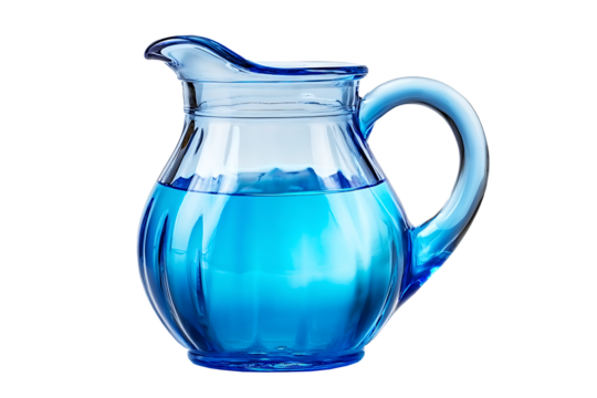 A refreshing crystal pitcher filled with cool blue water and icy depths evoking a sense of on transparent background
- Powered by Adobe