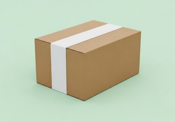 Fototapeta premium Empty cardboard box mockup on mint green background