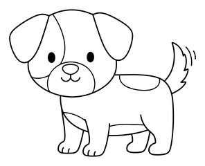 Fototapeta premium Cute Cartoon Puppy Outline with Spotted Markings and Wagging Tail