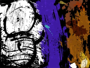 Fotobehang abstract colorful background, illustration with paint strokes and splashes, on black © Kirsten Hinte