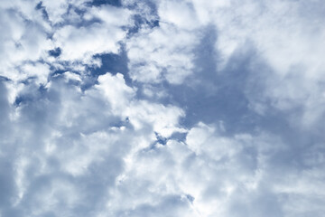 The clear sky is dotted with clouds in the daytime  background 