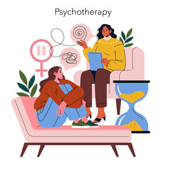 Psychotherapy Session Vector Illustration with Therapist