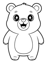 Fototapeta premium Cartoon Outline of a Cute Bear with Star Eyes Smiling