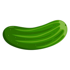Cartoon illustration of a fresh green cucumber or gherkin vegetable