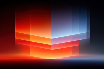 Minimal concept of Futuristic background, dark-themed AI core surrounded by radiant virtual grid, layered geometric structures, subtle red-blue pulses across base, immersive tech depth with glowing