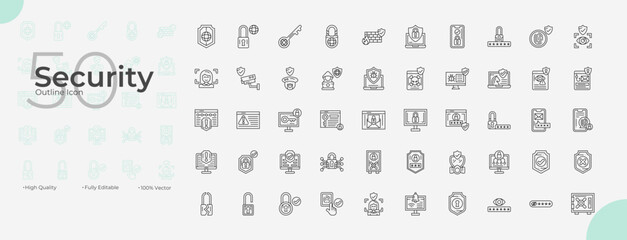 Security Line Editable Icons set. Vector illustration in modern thin line style of Security icons: protection, lock, privacy, etc