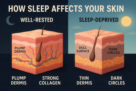 Impact of sleep deprivation on skin health a visual guide to dermis changes and effects