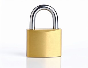 Fototapeta premium Closeup of padlock and key isolated on white background, security access concepts