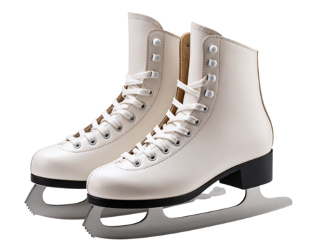 Pair of Vintage Ice Skates with Laces and Leather Texture isolated on transparent background PNG (2)