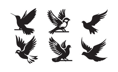 bird silhouette icon, Vector elements for designfly  sign collection, nature symbol,  flat style on a white background. Vector illustration eps 10.