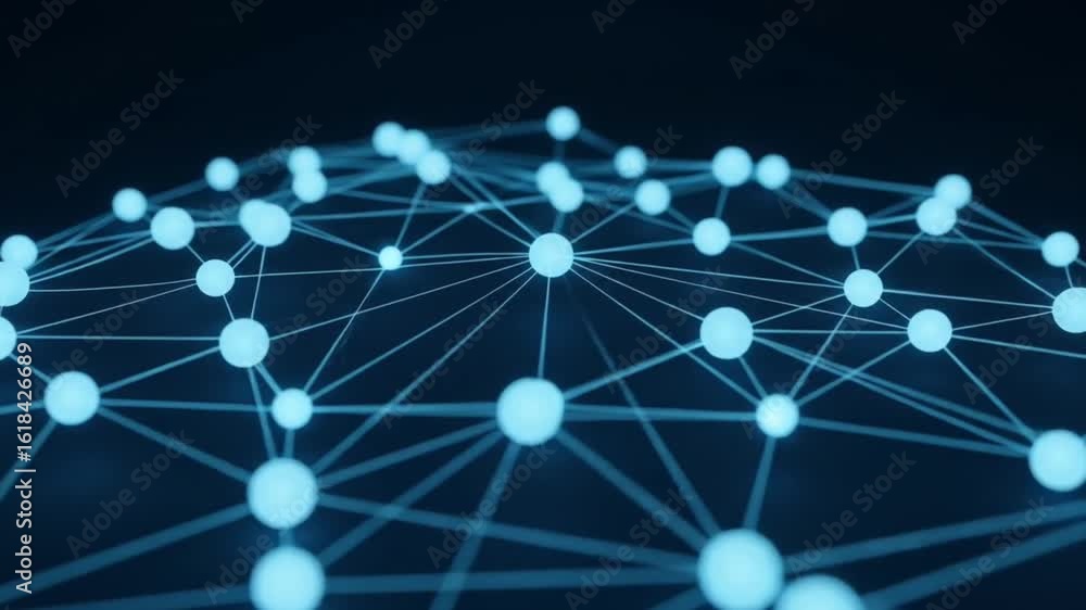 Poster futuristic neural network visualization glowing connections for ai and machine learning innovation b