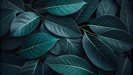 Obraz premium Dark Green Leaf Overlap Texture – Natural Botanical Close-Up for Wellness Branding and Editorial Design