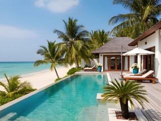 tropical resort hotel. Beauty bali villa expensive beach view no human