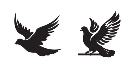 Fototapeta premium Simple black Birds icon, birds icon silhouette vector illustration eps 10.