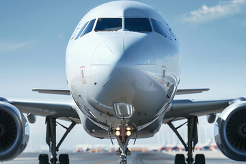 旅客機の正面からのクローズアップ写真
