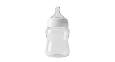 Empty baby bottle with nipple.
