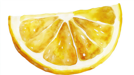 Isolated watercolor lemon slice PNG, high-resolution, hand-drawn style, transparent background