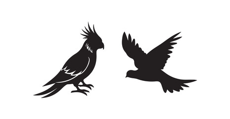 Simple black Birds icon, birds icon silhouette vector illustration eps 10.