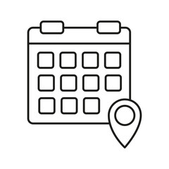Calendar location icon. Map date symbol. Event place Vector. Pinpoint schedule mark.