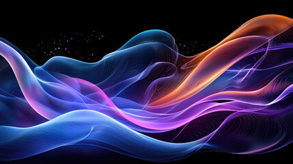 Abstract flowing lines with neon colors creating dynamic and modern digital art