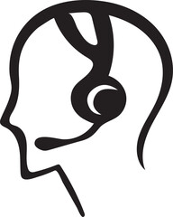 Stylized Customer Service Icon Depicting a Person Wearing a Headset for Support, Communication, and Assistance