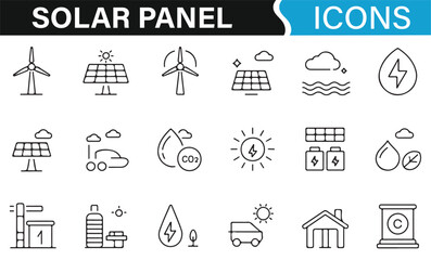 Solar energy and environmental icons for eco-friendly solutions