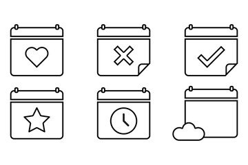 Calendar icon set. Diverse date symbols. Multiple event Vector. Various schedule marks.