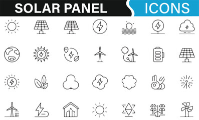 Solar power and wind energy icons for clean energy solutions