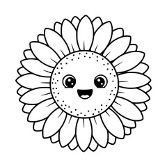 Cheerful sunflower character with cute smile, perfect for kids designs or springtime greetings