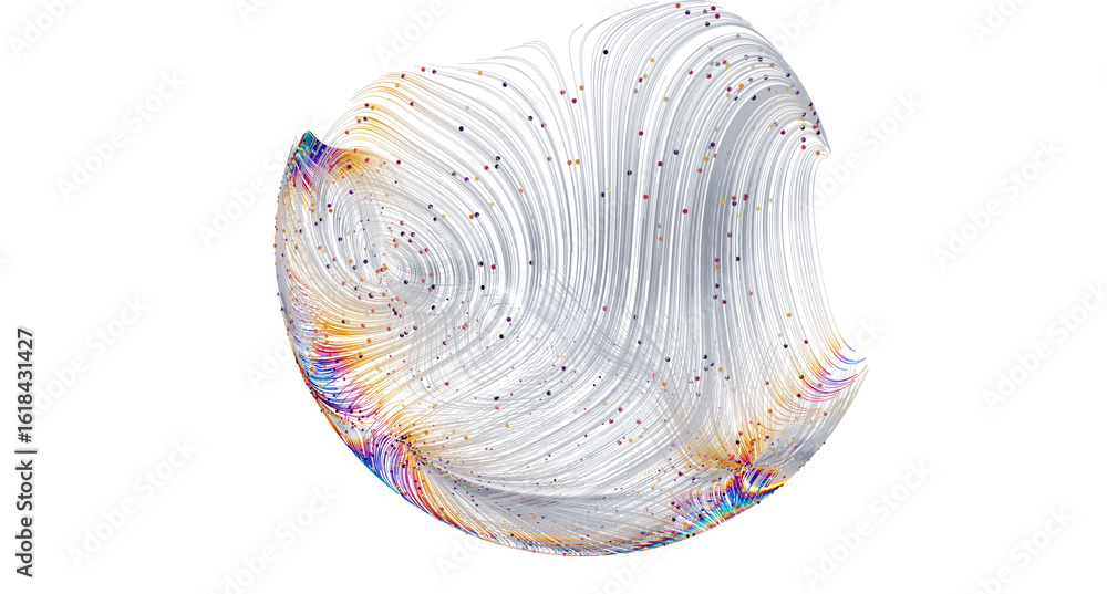 Poster colorful abstract image depicting data flow and connections. ideal for tech, ai, and network concept