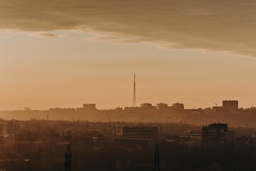 sunset over the city