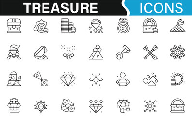 Icons representing wealth, gold, diamonds, and treasure chest symbols

