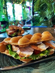 Hong Kong waffles with chicken