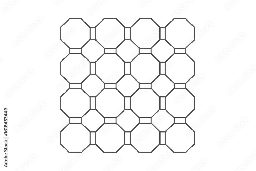 Poster intricate geometric pattern with interlocking octagons creates a visually appealing design, ideal fo