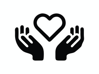 Obraz premium Protective Hands Gently Holding a Heart: Compassion, Care, and Support Icon