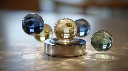 Colorful spheres floating display