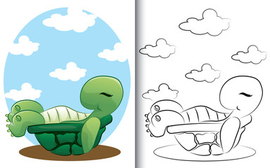 Turtle Coloring Page. For preschool education kindergarten and kids and children