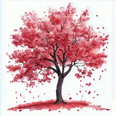 Vibrant Cherry Blossom Tree Spreading Petals in a Tranquil Spring Setting