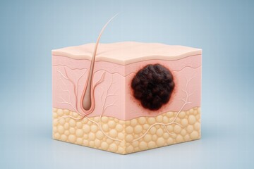 melanoma; skin; cancer; tumor; dermatology; disease; medical; anatomy; health; oncology; dermis; epidermis; fat; cells; pigment; growth; malignant; skinlayer; pathology; biopsy; healthcare; inflammati