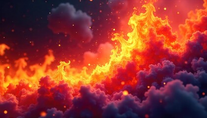 Fototapeta premium Vibrant, fiery hues engulf the frame in a mesmerizing display of intense heat, radiating warmth and energy Perfect for projects needing a powerful, colorful visual , chroma, design, warmth