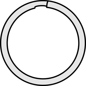 Template Design Outline Sketch Vector Key Ring O Round Circle Loop Keychain Keyring One Front  White Background