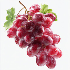 Glossy 3D grapes bunch, realistic shading and lighting, isolated on white background.