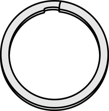 Template Design Outline Sketch Vector Key Ring O Round Loop Keychain Keyring One Front  White Background