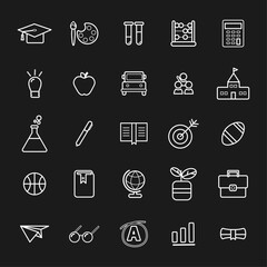 Flat Line Icons Set – Minimal Vector Icons for Education and School