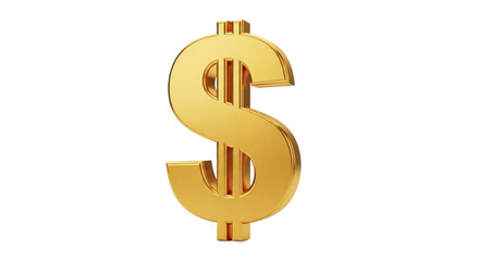 Fototapeta premium Golden dollar sign isolated on transparent background