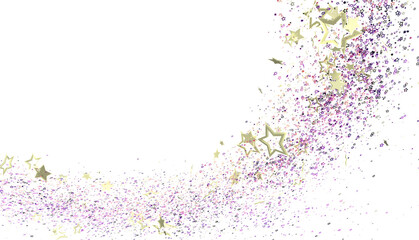 Sparkling background with gold stars and purple glitter, perfect for celebrations.